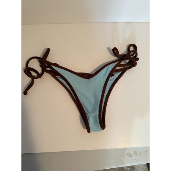 Frankie's Bikini - Blue and Brown Terry Cloth - Size Small - Picture 3 of 7